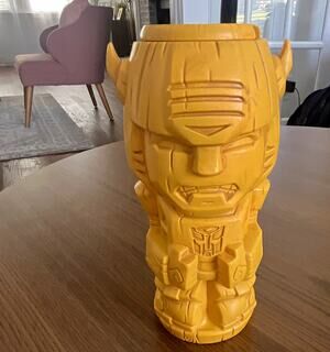 Transformers Bumblebee Yellow Figural Plastic Tumbler w/ Straw